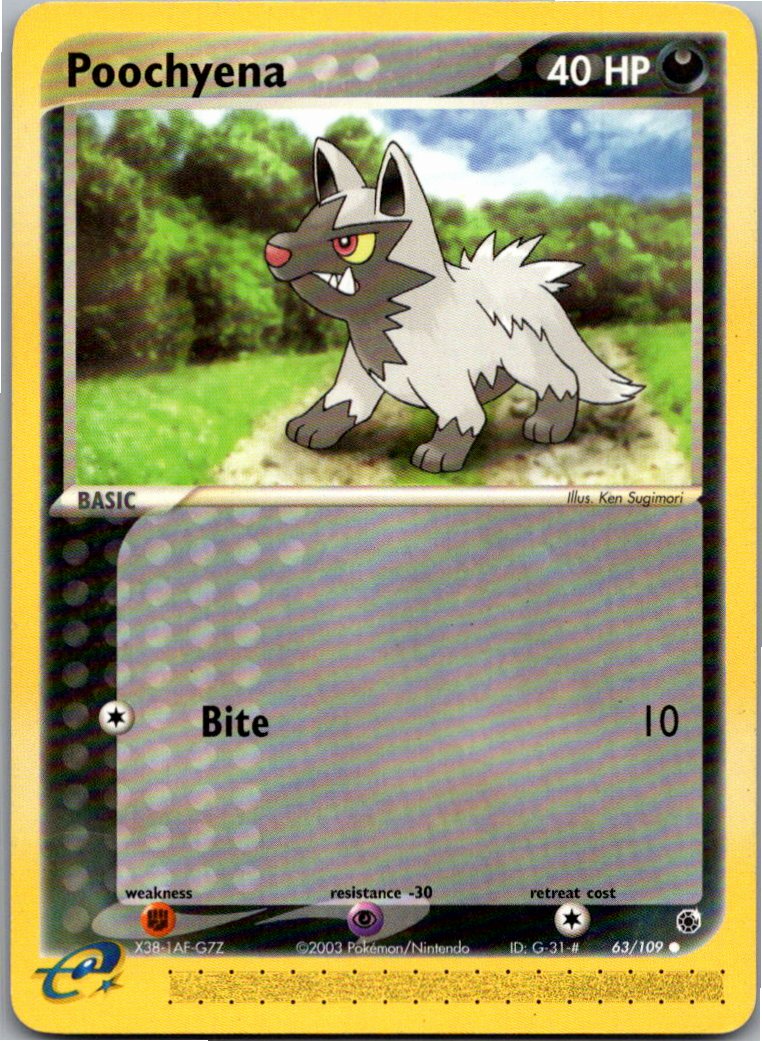 Poochyena Fiffyen 63/109 EX Rubin & Saphir – Vorderseite