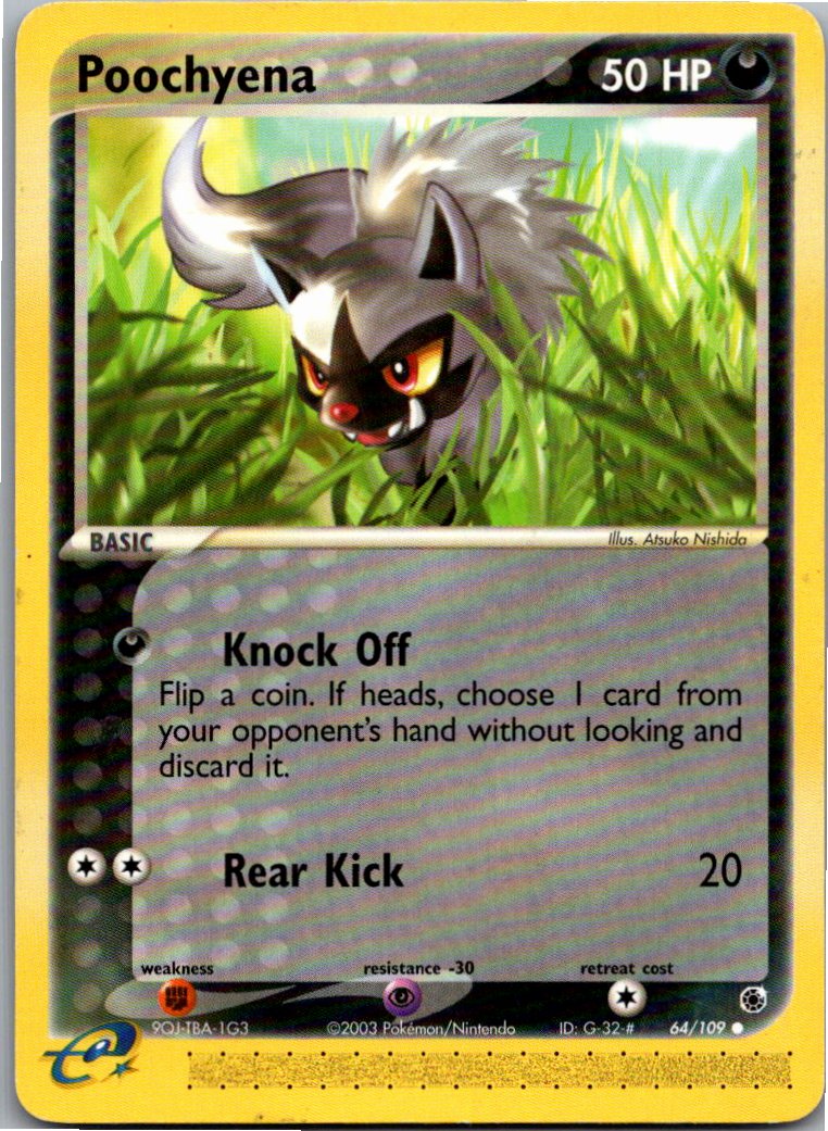 Poochyena Fiffyen 64/109 EX Rubin & Saphir – Vorderseite