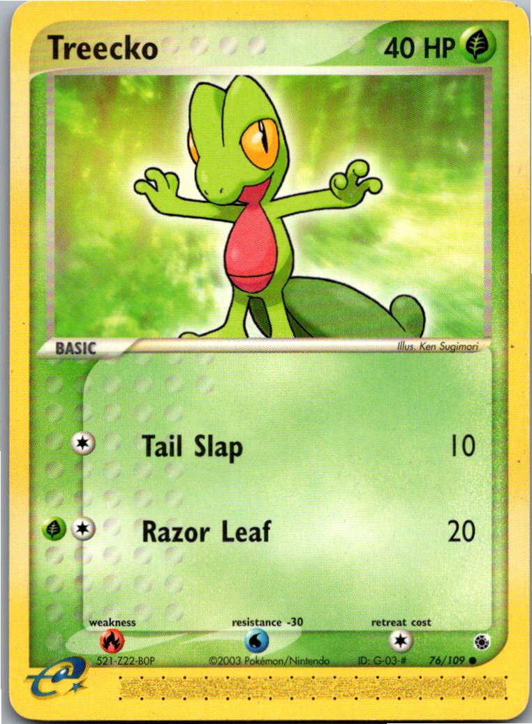 Treecko Geckarbor 76/109 EX Rubin & Saphir – Vorderseite
