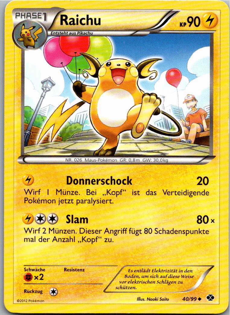 Raichu 40/99 Kommende Schicksale – Vorderseite