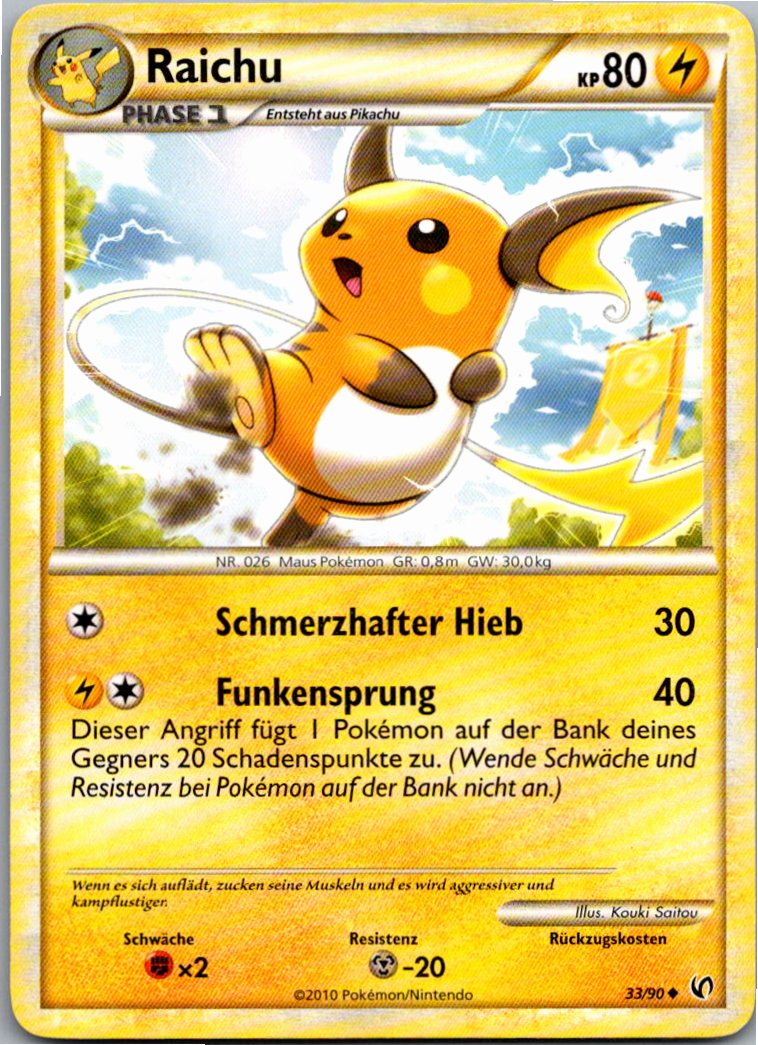 Raichu 33/90 Unerschrocken – Vorderseite