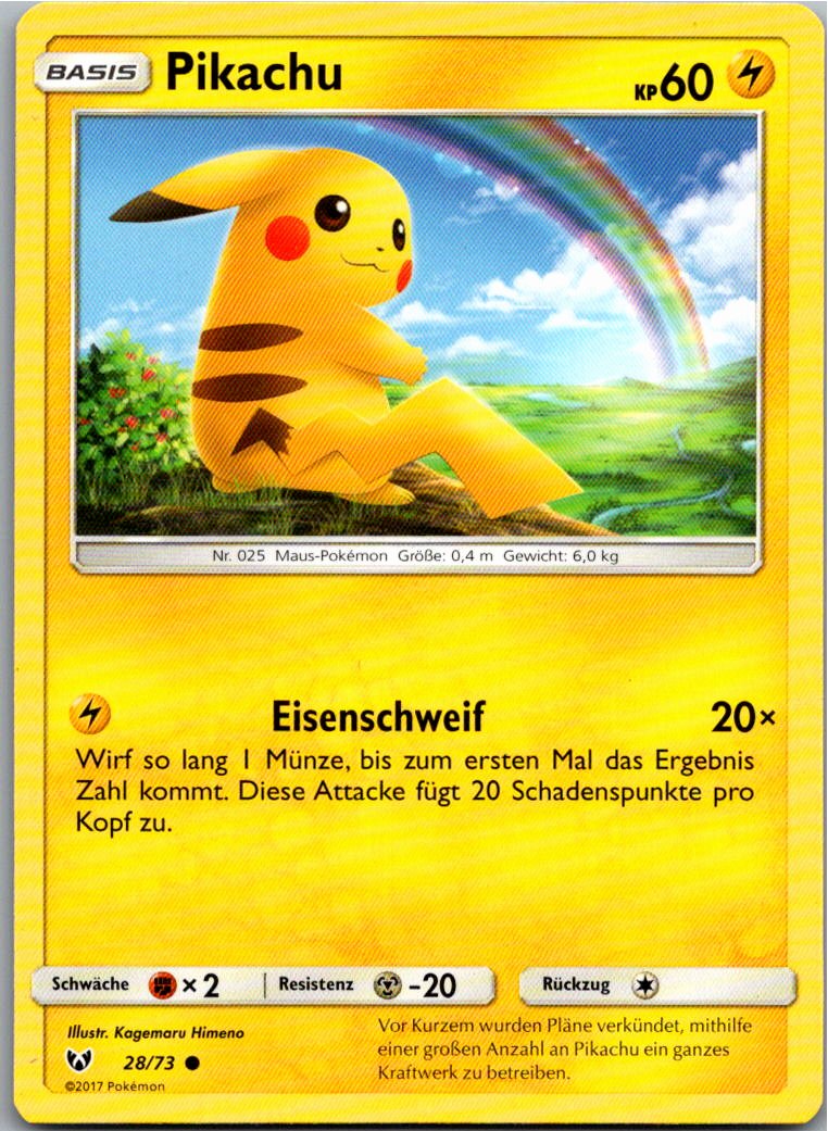 Pikachu 28/73 Schimmernde Legenden – Vorderseite