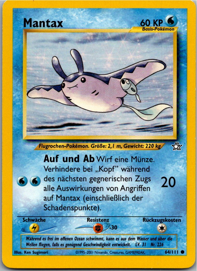 Mantax 64/111 Neo Genesis – Vorderseite