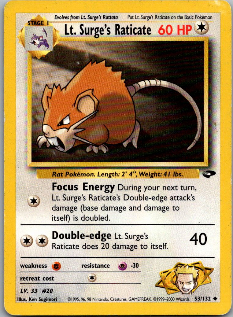 Lt. Surge's Raticate 53/132 Gym Challenge – Vorderseite