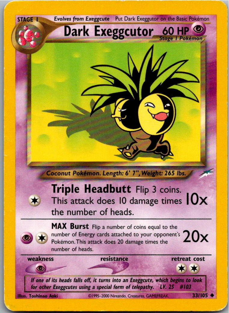 Dark Exeggutor Dark Exeggcutor 33/105 Neo Destiny – Vorderseite