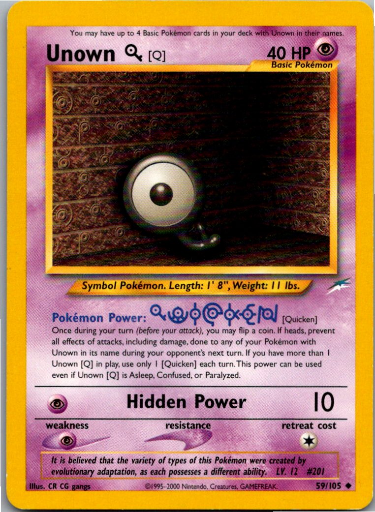 Unown [Q] Icognito Q 59/105 Neo Destiny – Vorderseite
