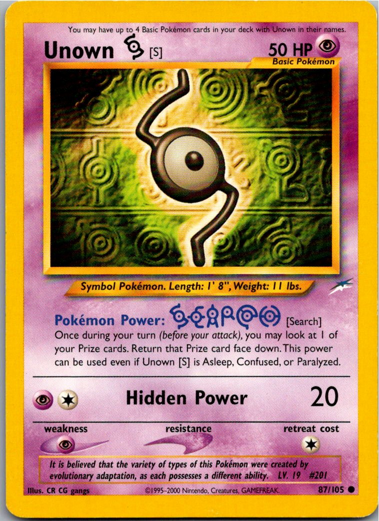 Unown [S] Icognito S 87/105 Neo Destiny – Vorderseite