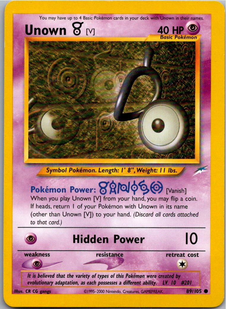 Unown [V] Icognito V 89/105 Neo Destiny – Vorderseite