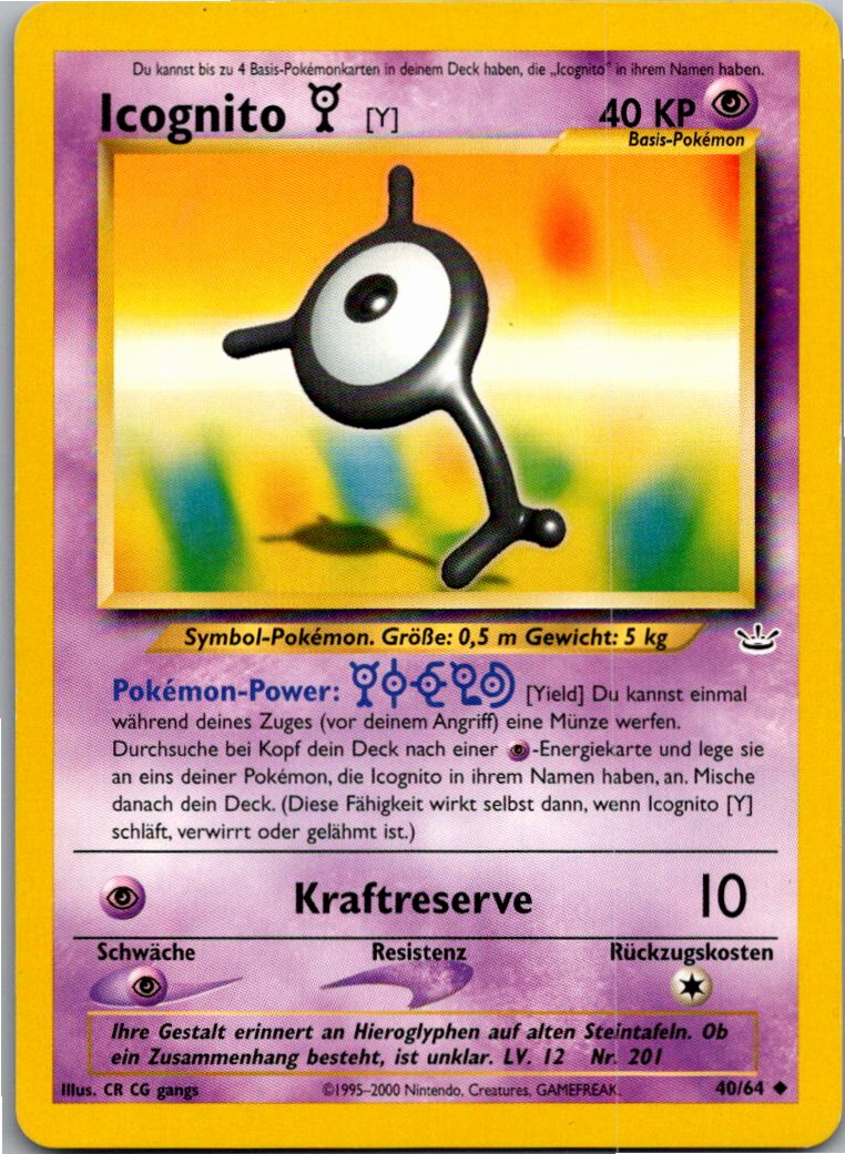 Icognito Y 40/64 Neo Revelation – Vorderseite