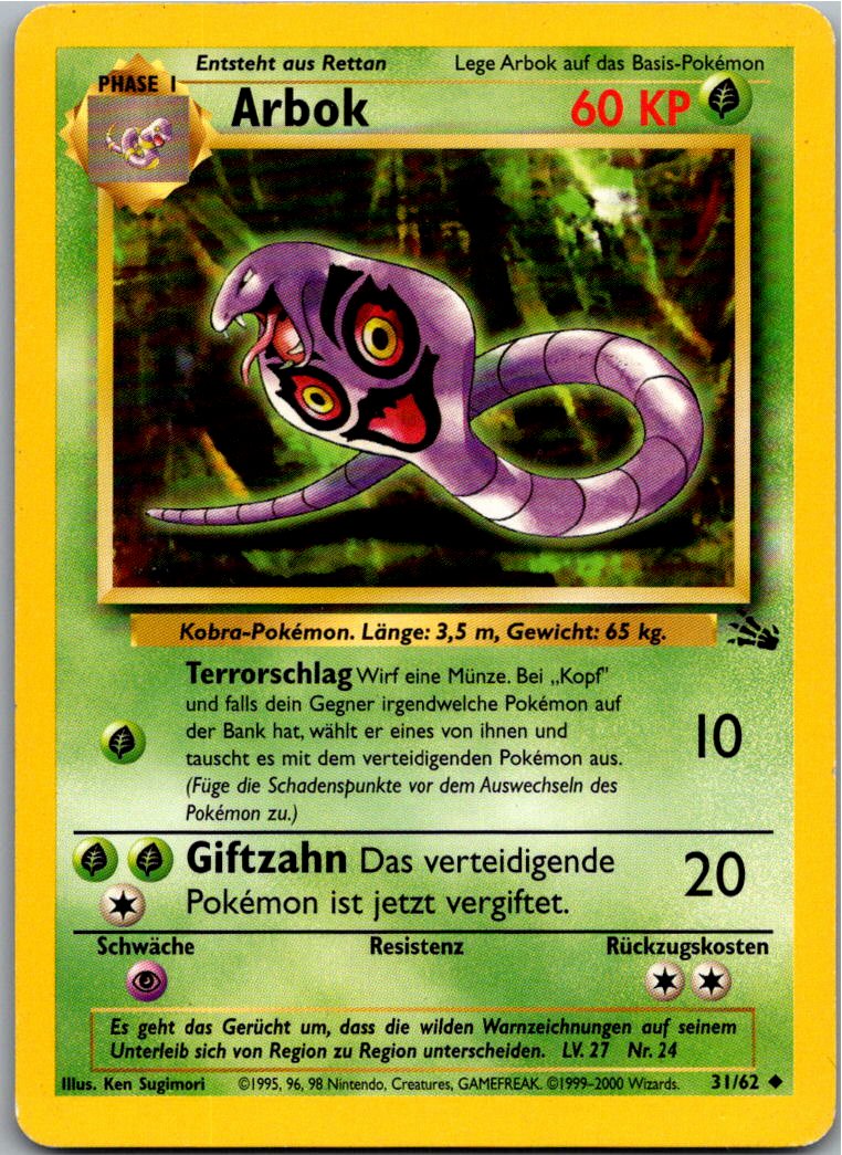 Arbok 31/62 Fossil – Vorderseite