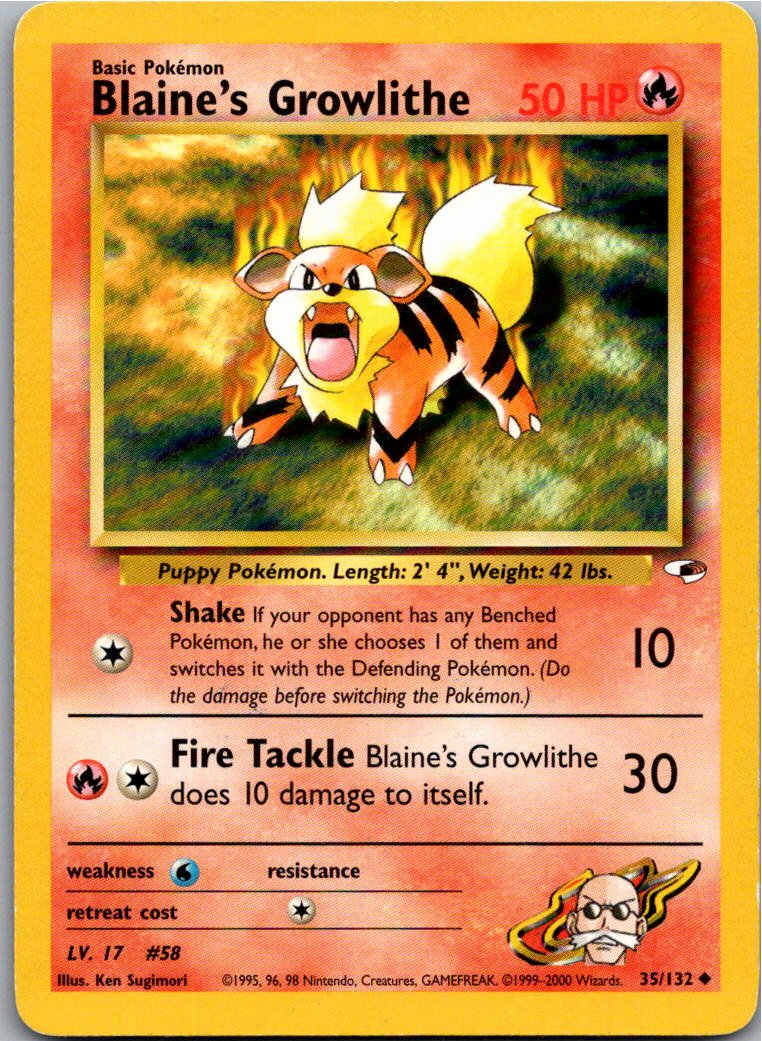 Blaine's Growlithe 35/132 Gym Heroes – Vorderseite