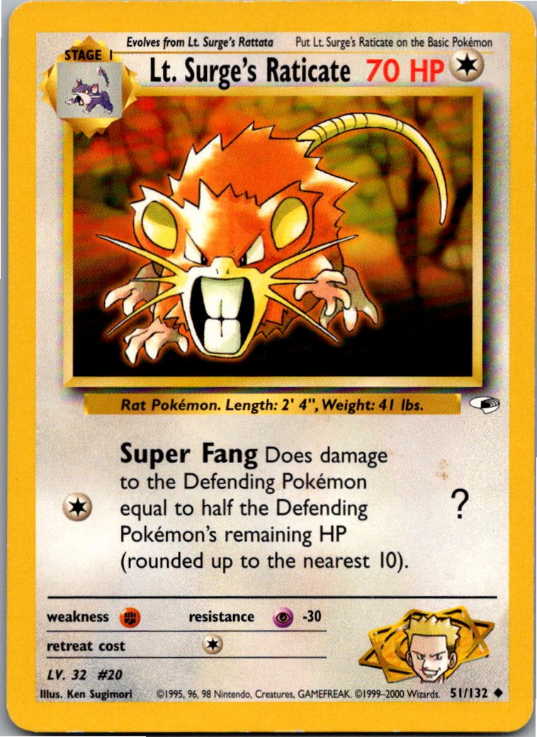 Lt. Surge's Raticate 51/132 Gym Heroes – Vorderseite