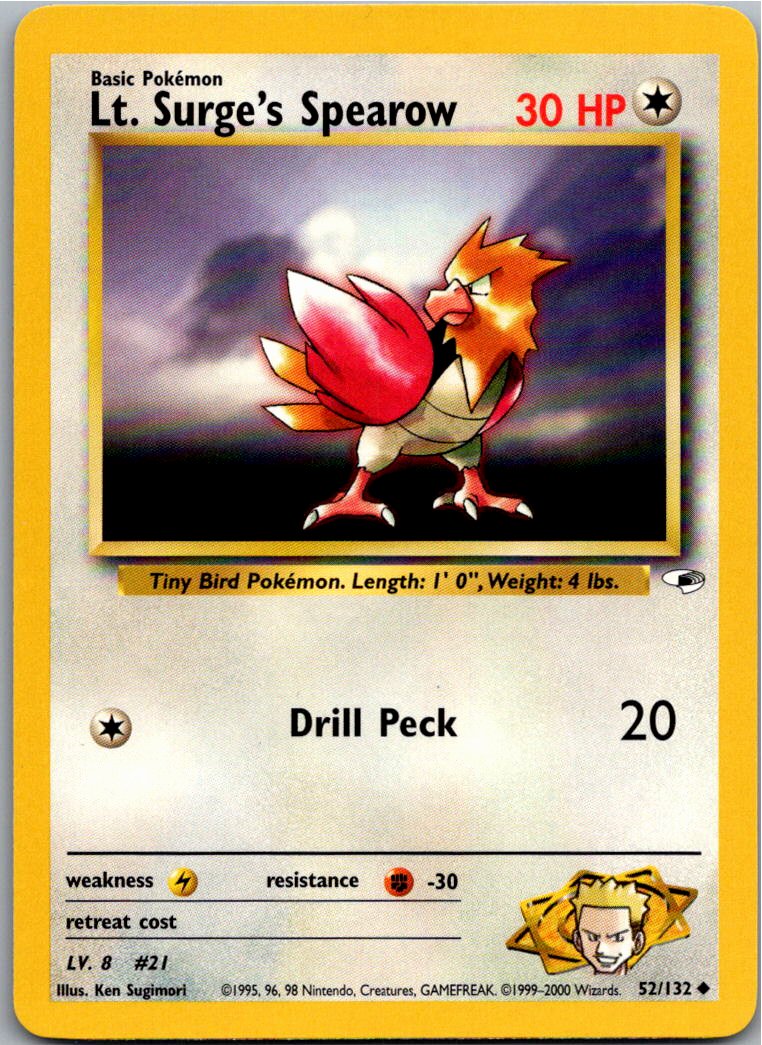 Lt. Surge's Spearow 52/132 Gym Heroes – Vorderseite