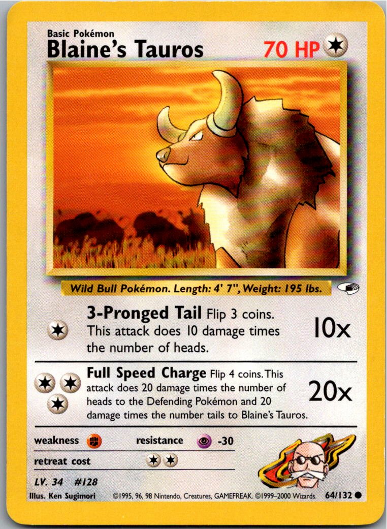 Blaine's Tauros 64/132 Gym Heroes – Vorderseite