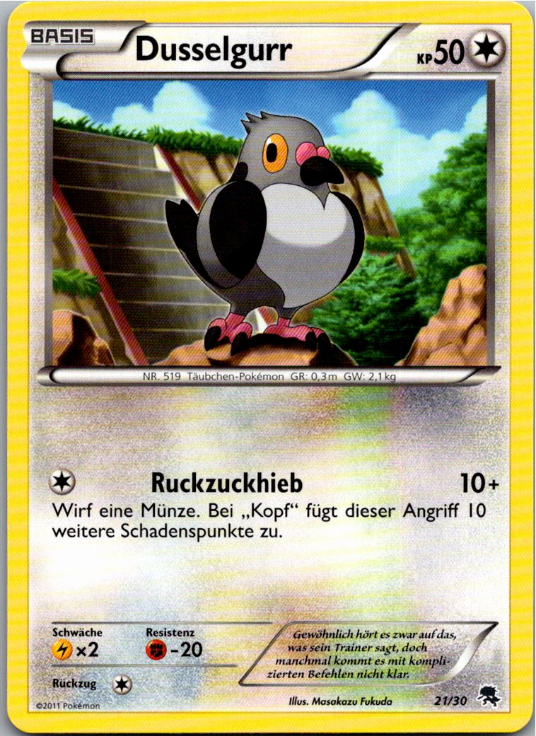 Dusselgurr 21/30 BW trainer Kit (Zoroark) – Vorderseite