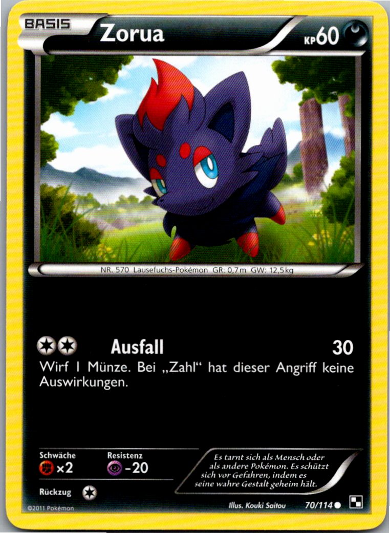 Zorua 70/114 Schwarz & Weiß – Vorderseite