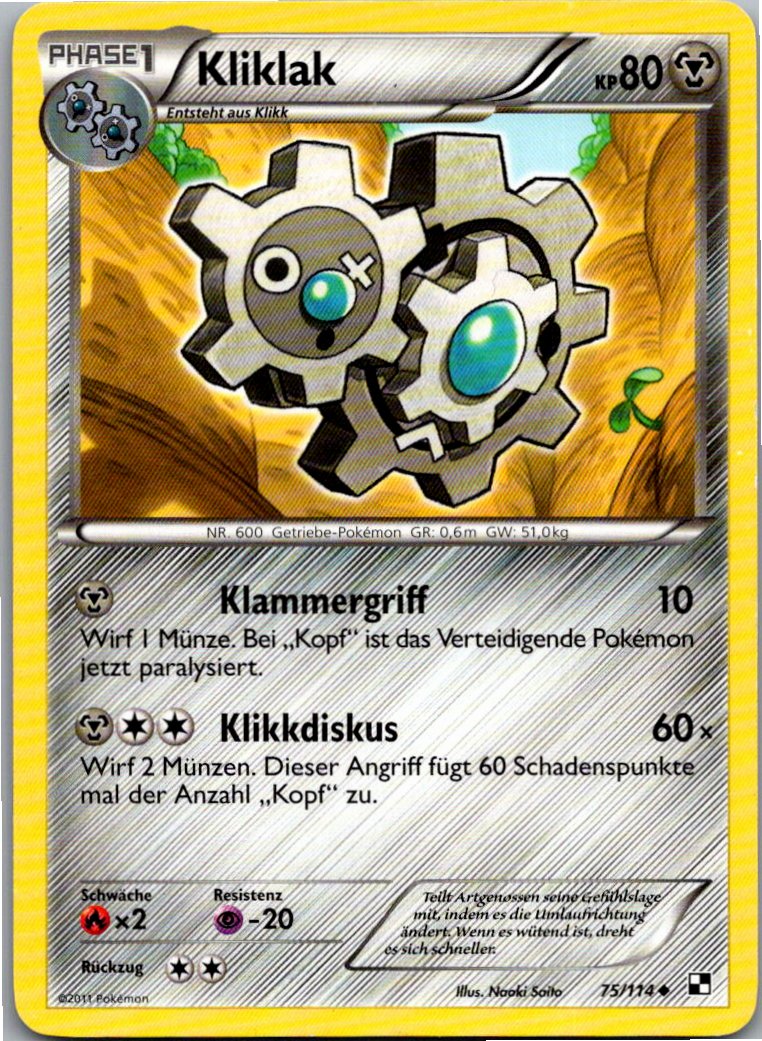 Kliklak 75/114 Schwarz & Weiß – Vorderseite
