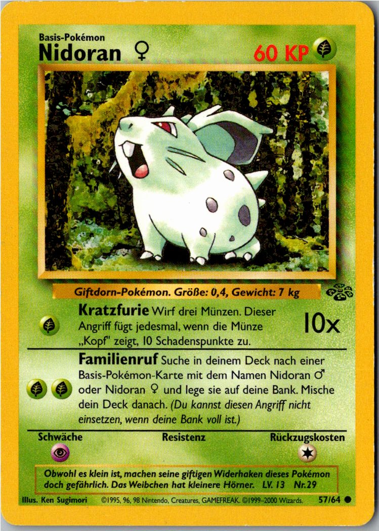 Nidoran 57/64 Dschungel – Vorderseite