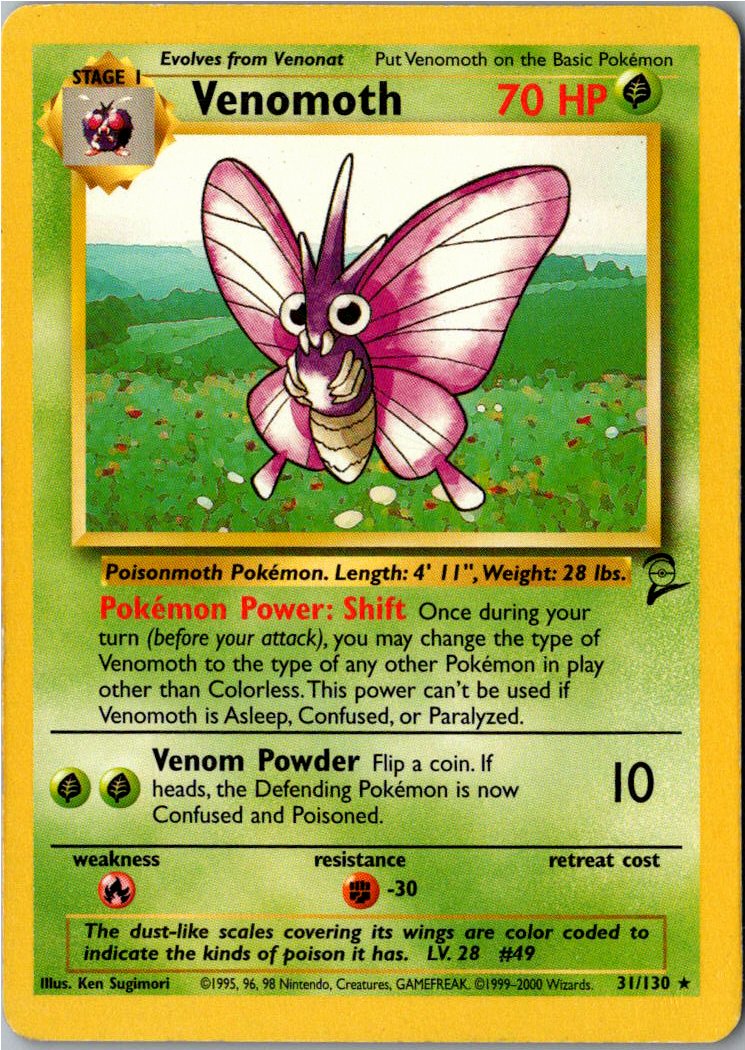 Venomoth Omot 31/130 Base Set 2 – Vorderseite