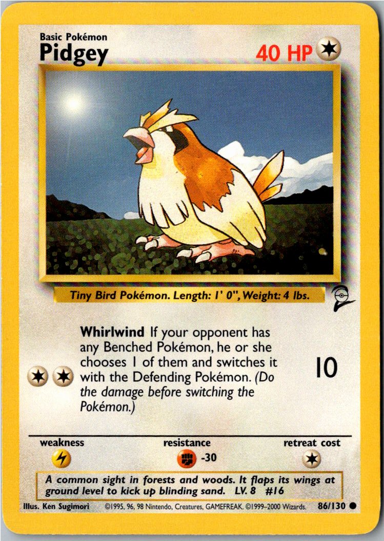 Pidgey Taubsi 86/130 Base Set 2 – Vorderseite