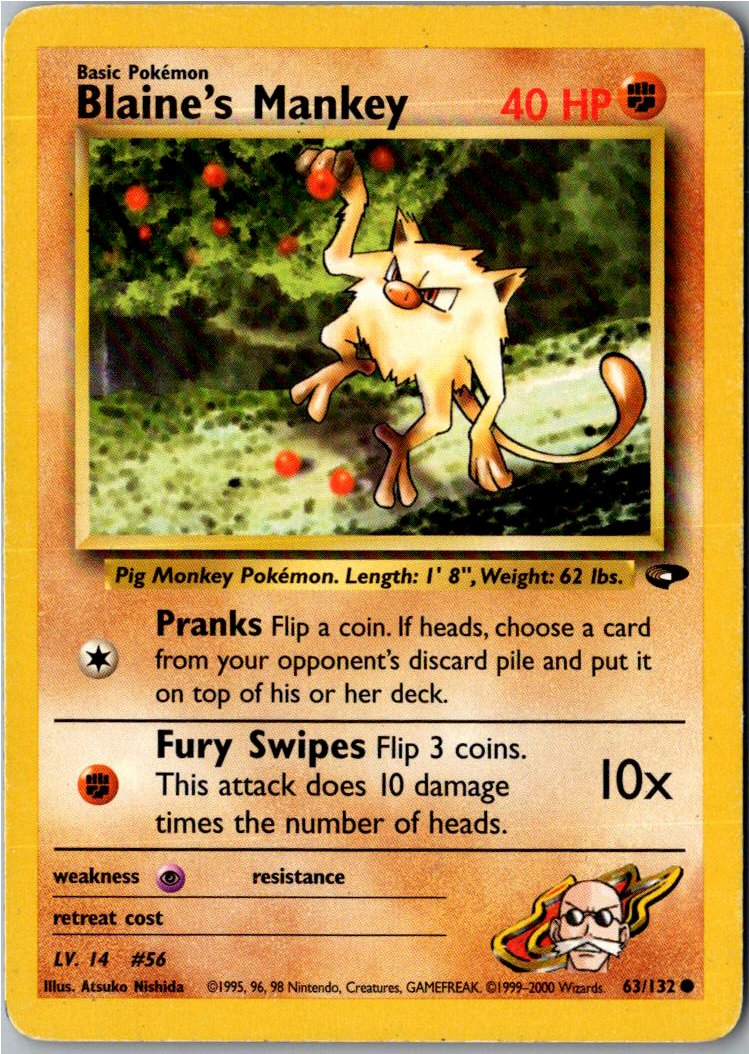 Blaine's Mankey 63/132 Gym Challenge – Vorderseite
