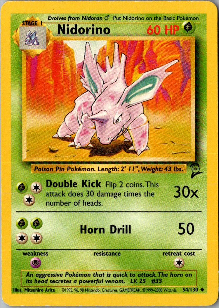 Nidorino 54/130 Base Set 2 – Vorderseite