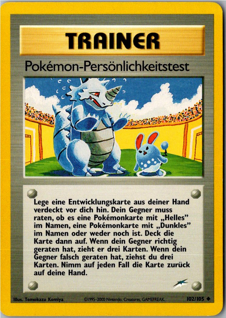 Pokemon-Persönlichkeitstest 102/105 Neo Destiny – Vorderseite