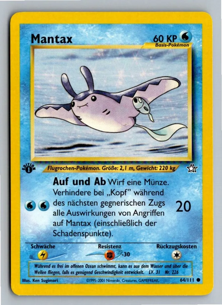 Mantax 64/111 Neo Genesis – Vorderseite